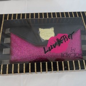 Luv Betsey Johnson Hot Pink-Black Glitter Wallet